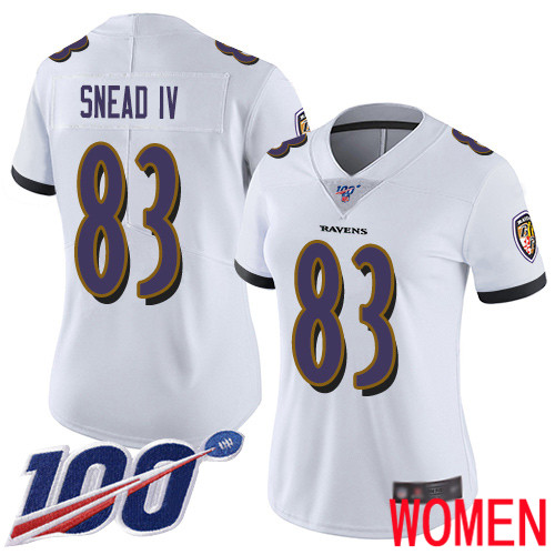 Baltimore Ravens Limited White Women Willie Snead IV Road Jersey NFL Football 83 100th Season Vapor Untouchable